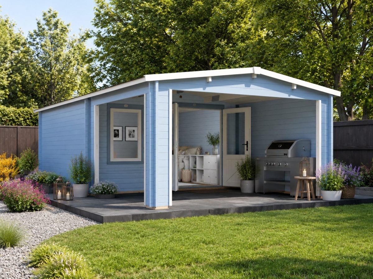 E10-Severn-Assassin-4070-uPVC-Black-open Log Cabin