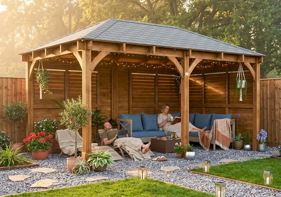 Pressure Treated Leviathan Louvre Walled Gazebo
