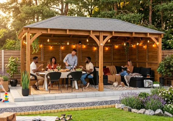 Pressure Treated Leviathan Louvre Walled Gazebo