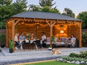 6 x 3 Gazebo with solid panels eve
