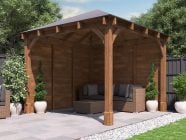 leviathan 3 x 3 walled wooden gazebo with seating area