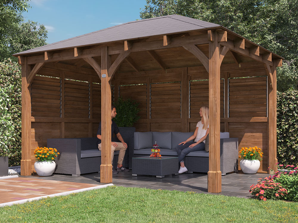 Leviathan Louvre Walled Gazebo 4m x 3m | Dunster House