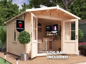 Avon 3x3 pub shed log cabin bar included day time image