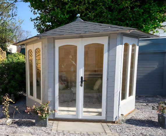 Modern Summerhouse for garden Hexagonal Dunster House Vantage Customer Image 7