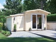 Avon Log Cabin With Shed 4.5m x 3m White uPVC
