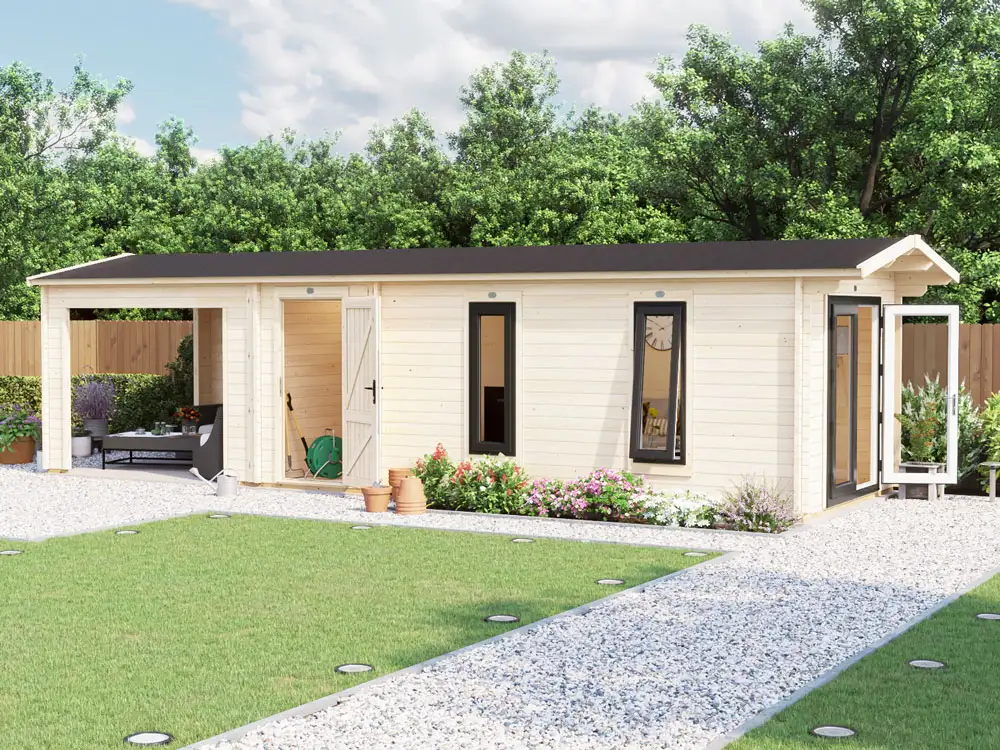 Severn Log Cabin with Side Store and Gazebo Extension | BuyGardenPods product image 3