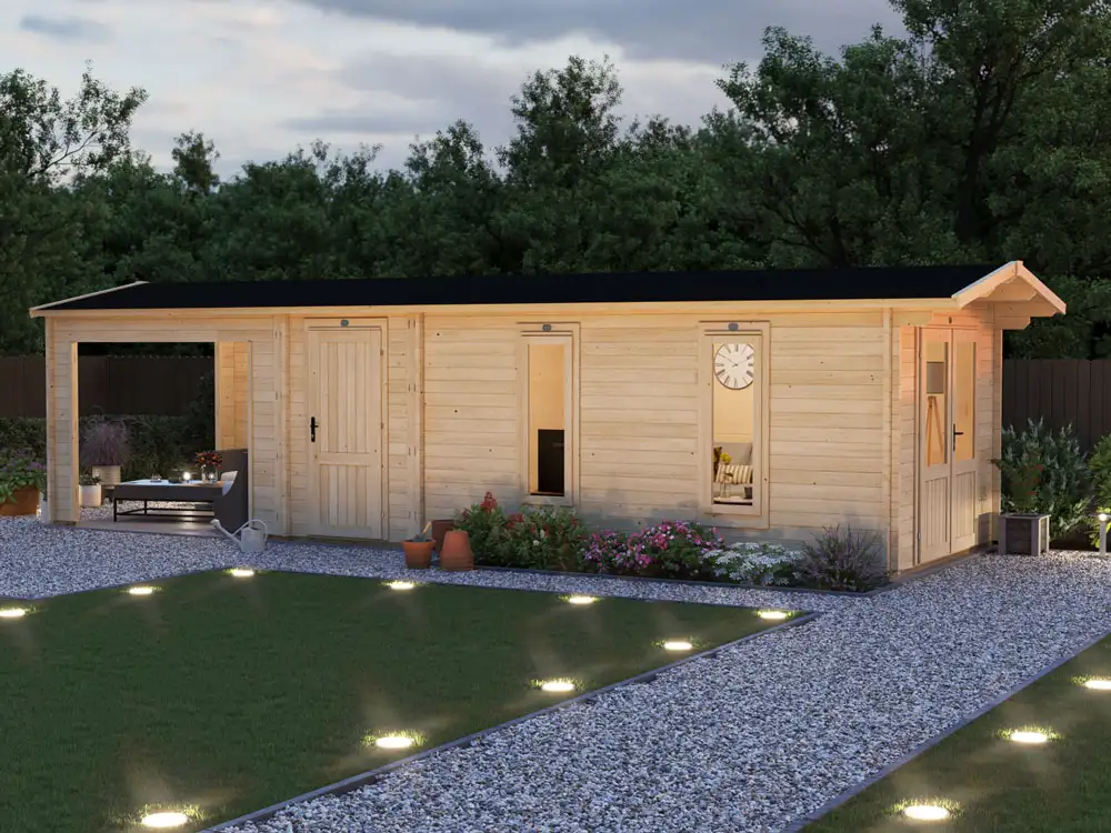 Severn Log Cabin with Side Store and Gazebo Extension | BuyGardenPods product image 2