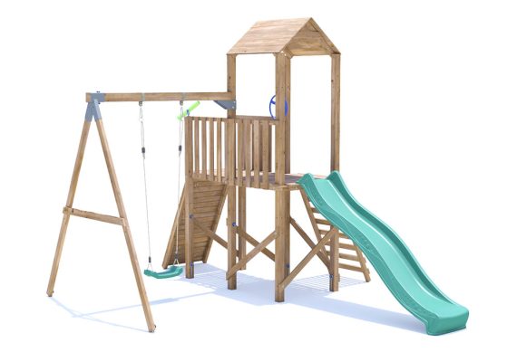 FrontierFort Climbing Frame with Single Swing, HIGH Platform & Slide