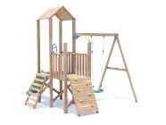 Wooden climbing frame single swing
