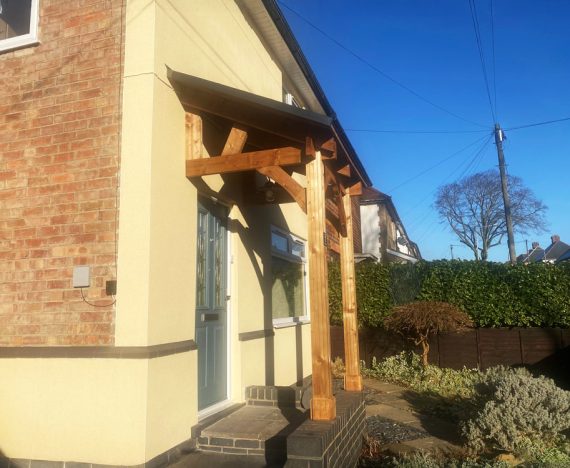Thunderdam Pent Wooden Porch Canopy Full Height 2 Post W2.0m x D1.5m
