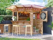 wooden corner garden bar for pub garden