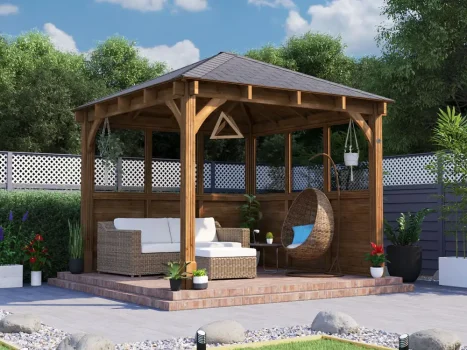 Pressure Treated Leviathan Glazed Gazebo W3.2m x D3.2m