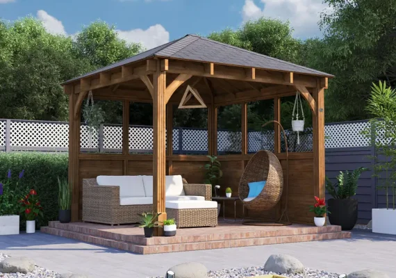 Pressure Treated Leviathan Glazed Gazebo W3.2m x D3.2m
