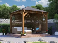 Leviathan Wooden Gazebo with Slatted wall panels 3m x 3m