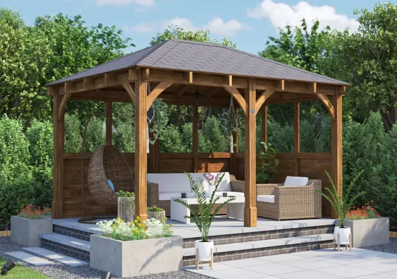 Pressure Treated Leviathan Glazed Gazebo W4.0m x D3.2m