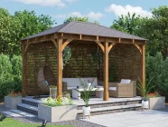 Leviathan Wooden Gazebo with Slatted Panel sides 4m x 3m