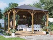 Leviathan wooden gazebo with slatted wall panels 4m x 4m