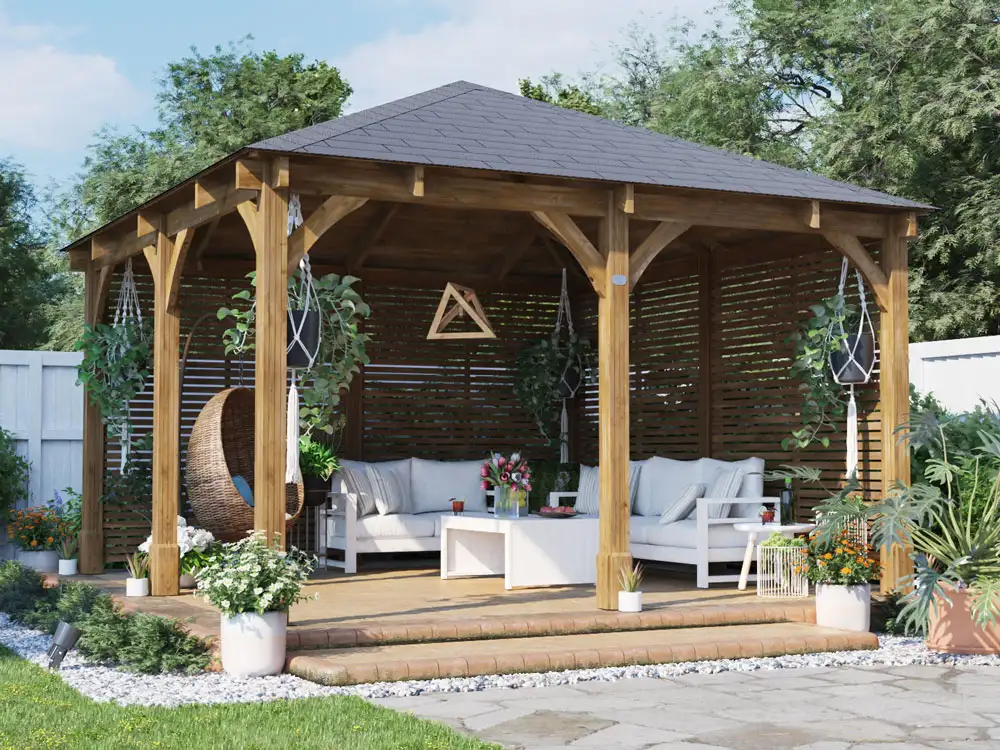 Leviathan Slatted Wall Gazebo W4m x D4m