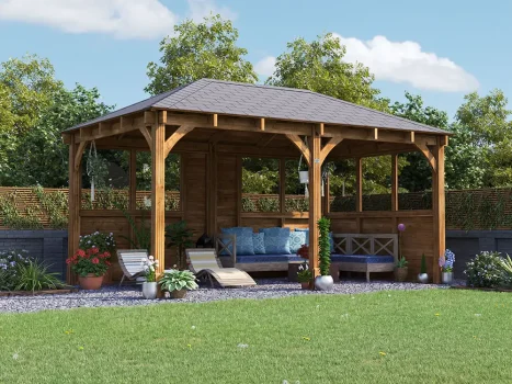 Pressure Treated Leviathan Glazed Gazebo W5.0m x D3.0m