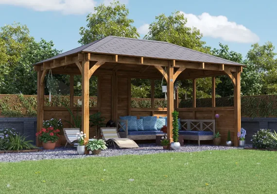 Pressure Treated Leviathan Glazed Gazebo W5.0m x D3.0m