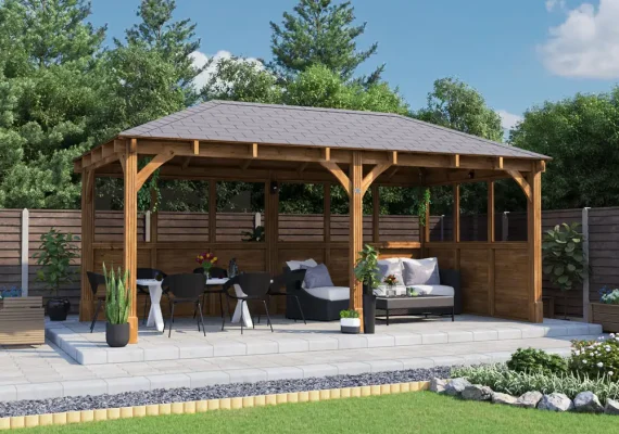 Pressure Treated Leviathan Glazed Gazebo W6.0m x D3.0m
