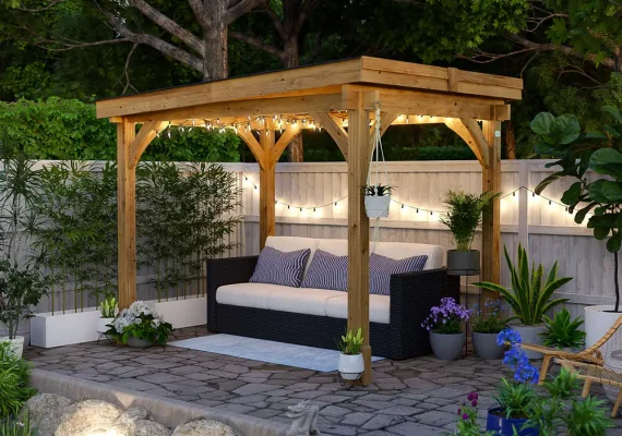 Pressure Treated Leviathan Pent Open Chunky Gazebo – W2.0m x D3.0m