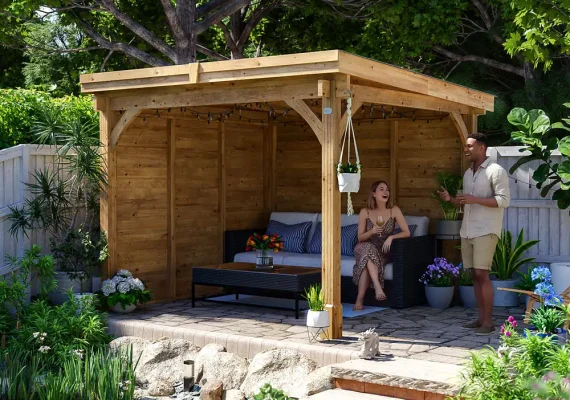 Pressure Treated Leviathan Pent Open Chunky Gazebo W3.0 x D3.0m
