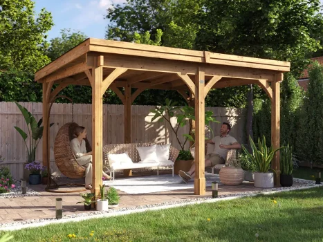 Pressure Treated Leviathan Pent Open Chunky Gazebo