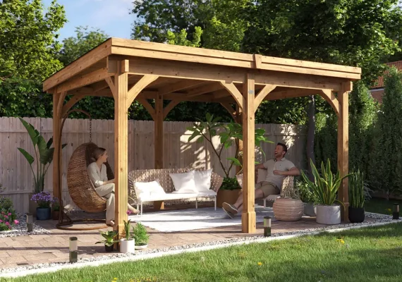 Pressure Treated Leviathan Pent Open Chunky Gazebo