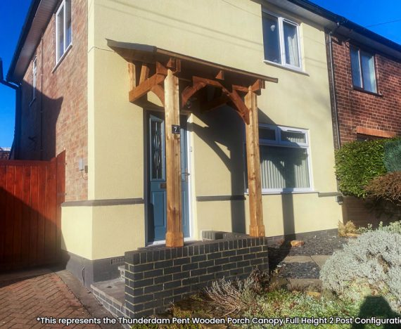 Thunderdam Pent Wooden Porch Canopy Full Height 2 Post Configuration Customer Image