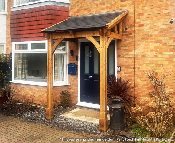 Thunderdam Pent Wooden Porch Full Height 2 Post 2x1.5 Customer Image