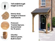 Thunderdam Wooden Porch with Pent Roof 2 Full Height Legs Main
