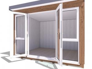 Wide opening french doors on garden offices