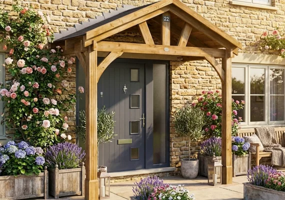 Thunderdam Wide Wooden Porch Canopy Full Height (2 Post)