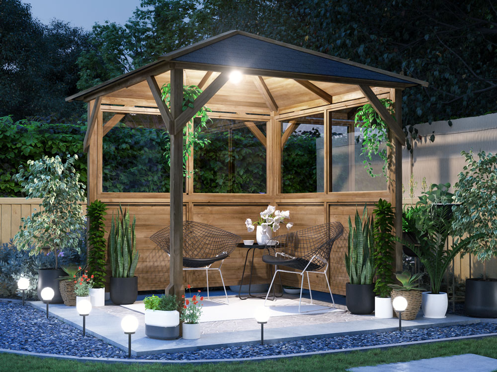 Utopia 200 Glazed Wall Gazebo 2m x 2m | Dunster House