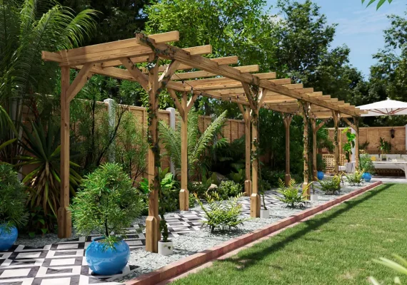 Pressure Treated Utopia Walkway Infinity Wooden Pergola W1.3m x D10m