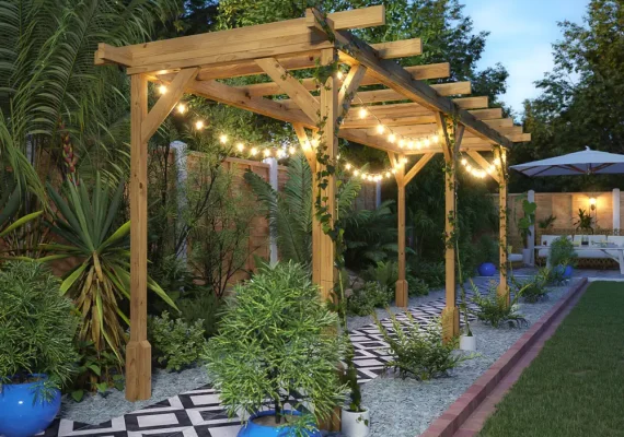 Pressure Treated Utopia Walkway Infinity Wooden Pergola with Extension W2.7m x D2.5m