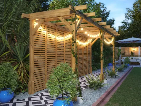Pressure Treated Utopia Walkway Infinity Slatted Wall Pergola