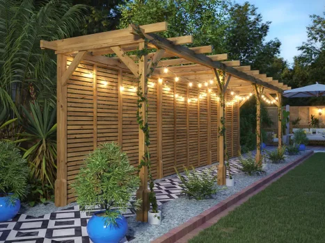 Pressure Treated Utopia Walkway Infinity Slatted Wall Pergola