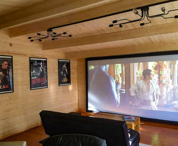 Large garden log cabin Dunster House Vanguard Heavy Duty Home Cinema