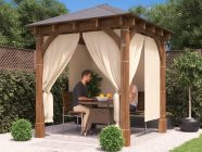 Leviathan Wooden Gazebo With Curtains 2.5m x 2.5m