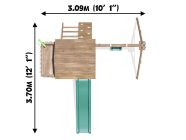 balconyfort climbing frame with single swing top down with dimensions