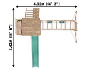 balconyfort climbing frame max with monkey bars and two swings top down with dimensions