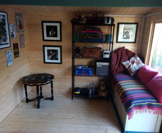 5.5m x 3m Rhine Log Cabin SideStore Shed Customer Garden Room Interior