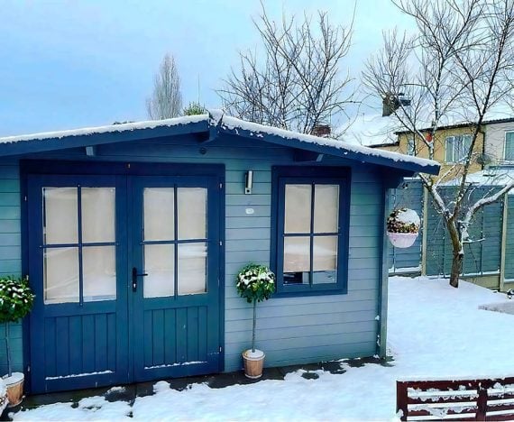 Customer Rhine 4m x 3m Log Cabin in Winter Snow