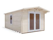 Severn 3m x 5m Log Cabin White uPVC