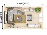 Severn 3m x 5m Log Cabin Interior Top Down View