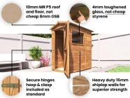 Shedrick 1 x 2 wooden garden shed features
