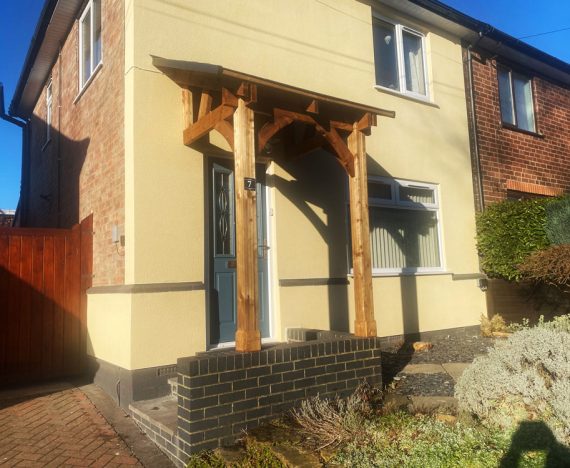 Thunderdam Pent Wooden Porch Canopy Full Height 2 Post W2.0m x D1.5m