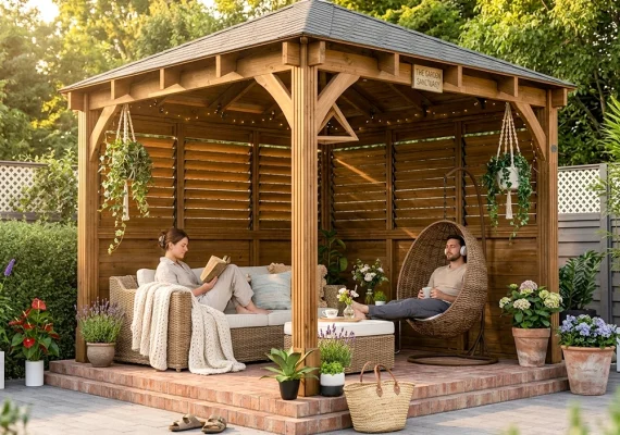 Pressure Treated Leviathan Louvre Walled Gazebo